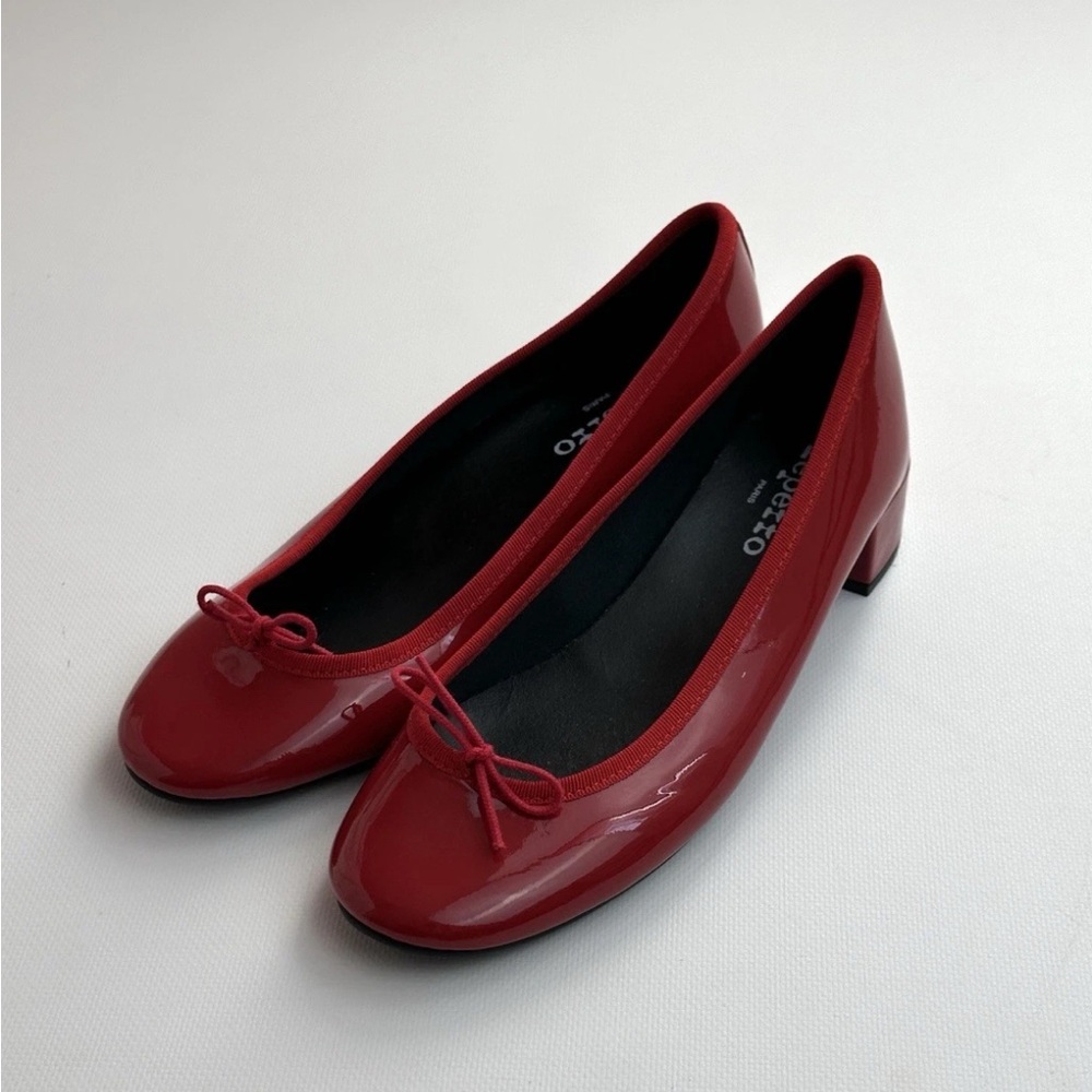 Heeled Camille Repetto Size 40 Red Patent Leather Ballet Shoes size 9